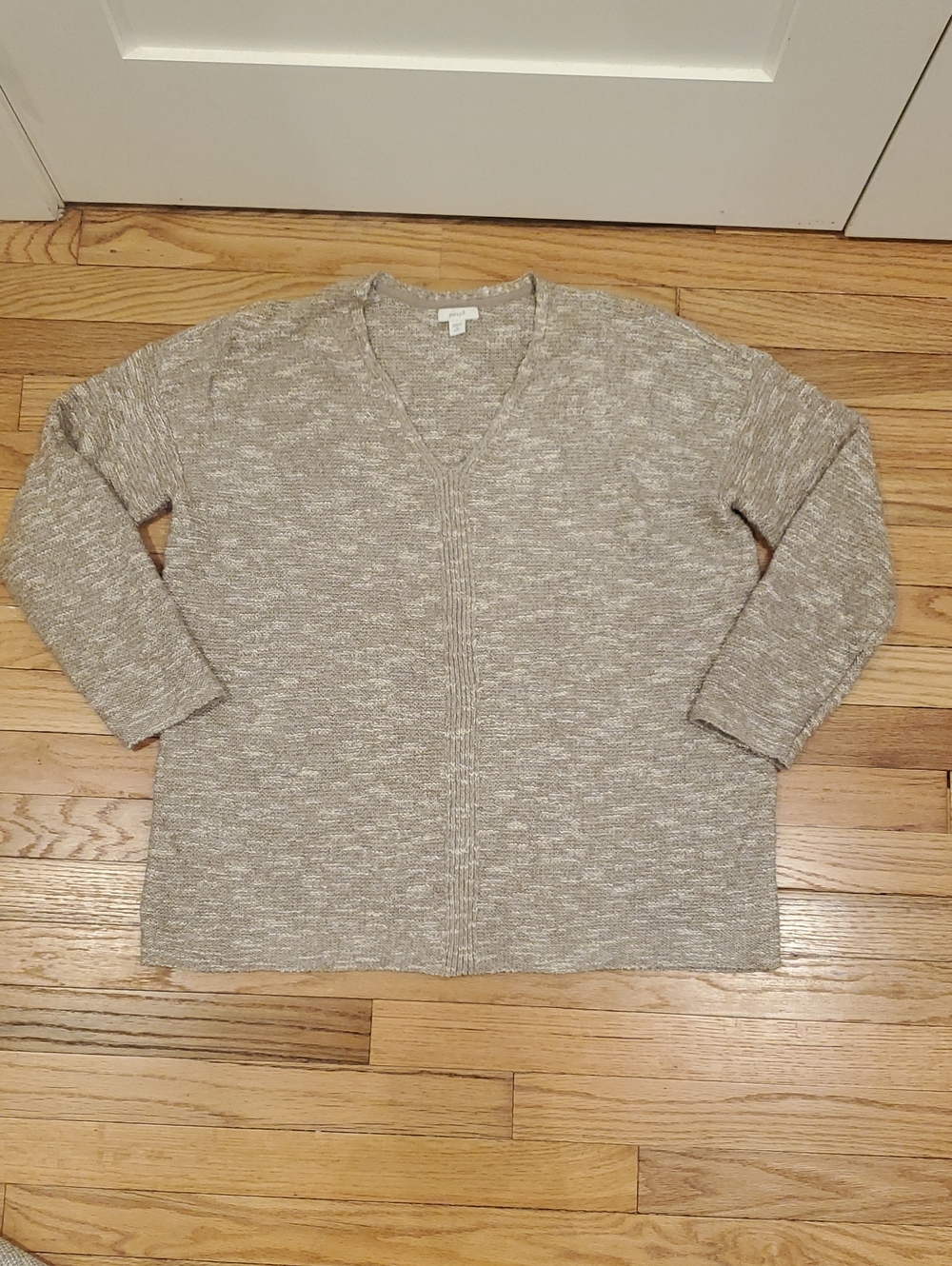 Pure Jill V-Neck Marled Beige Sweater